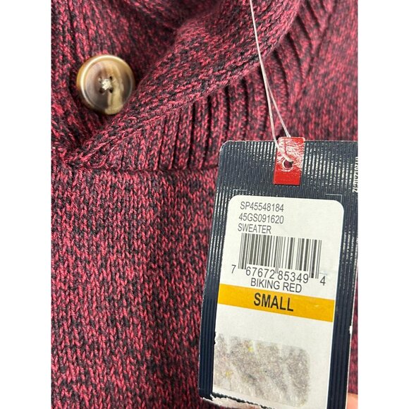 Izod Mens Marled Burgundy Shawl Collar Sweater Small/Petite Cotton/Acrylic Blend - Picture 8 of 11